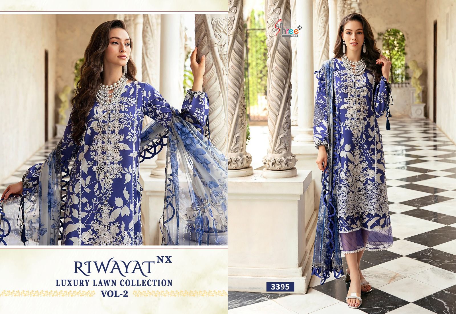 Shree Fab Riwayat Nx Vol 2 Luxury Lawn D.No.3395