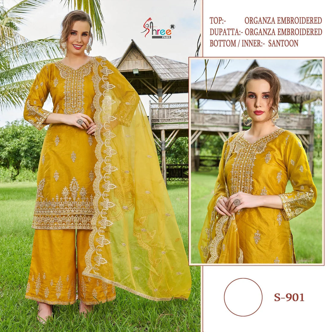 Shree Fab Designer Heavy Organza Salwar Suit D.No.S-901