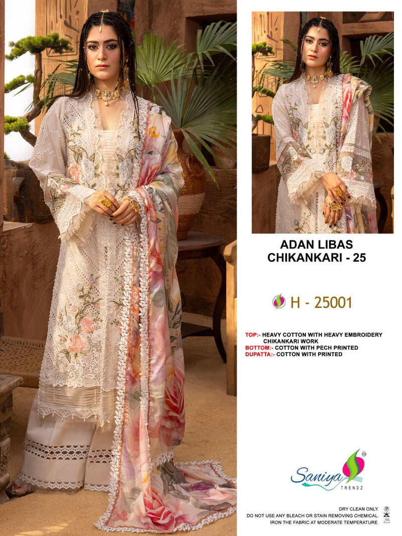 Saniya Trendz Adan Libas Chikankari Vol 25 Designer Suit D.No.H-25001