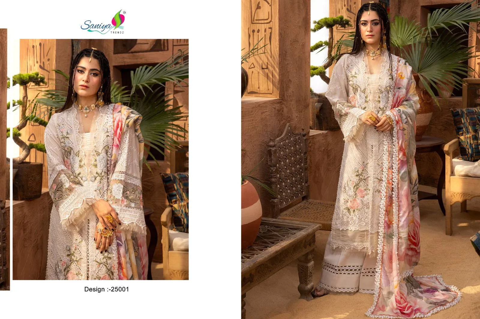 Saniya Trendz Adan Libas Chikankari Vol 25 Designer Suit D.No.H-25001