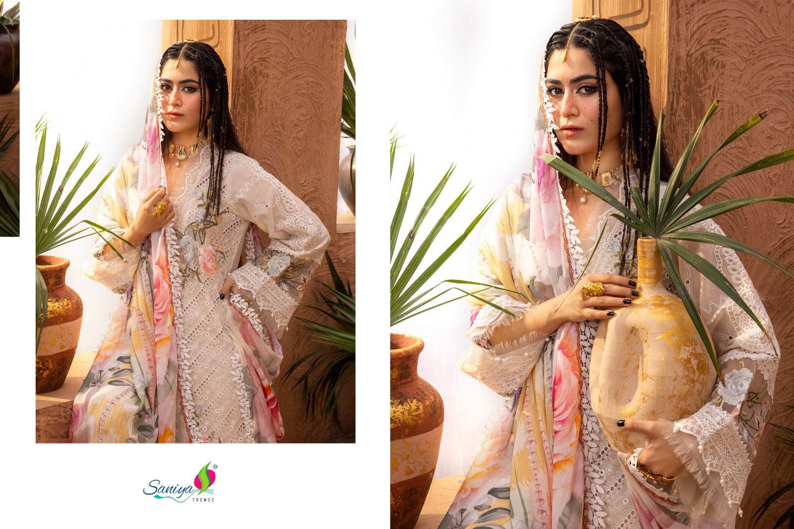 Saniya Trendz Adan Libas Chikankari Vol 25 Designer Suit D.No.H-25001