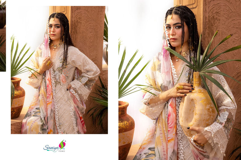 Saniya Trendz Adan Libas Chikankari Vol 25 Designer Suit D.No.H-25001