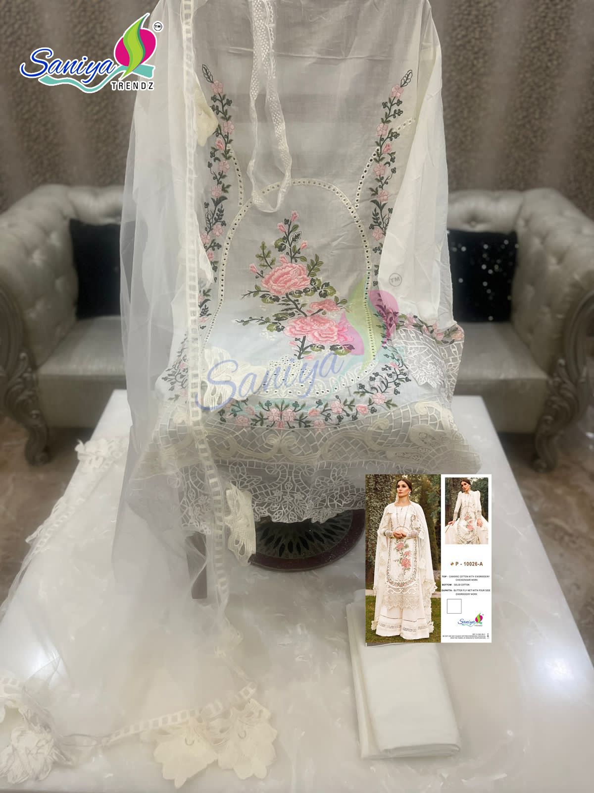 Saniya Trendz Maria B Vol 3 Designer Cotton Suit D.No.P-10026-A