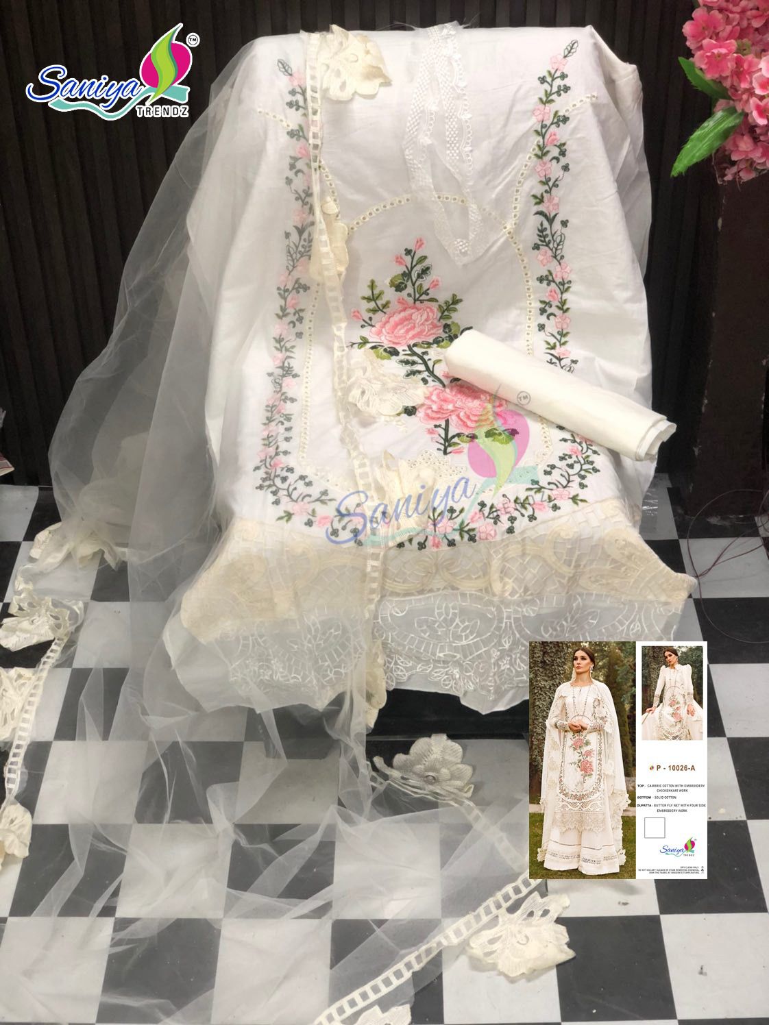 Saniya Trendz Maria B Vol 3 Designer Cotton Suit D.No.P-10026-A