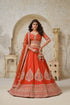 Rust Orange Silk Lehenga with Heavy Zari Leaf Embroidery Silk lehenga Anant Tex Exports Pvt.Ltd..