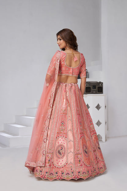 Pastel Pink Banarasi Silk Bridal Lehenga Banarasi Silk Lehenga Anant Tex Exports Pvt.Ltd..