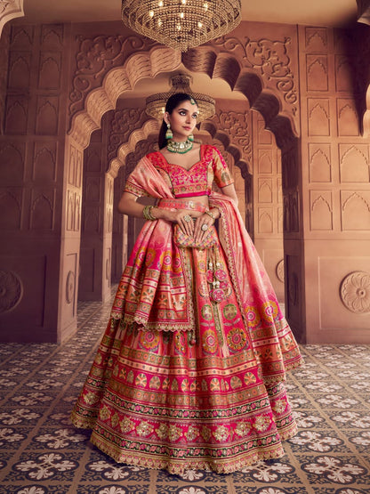 Pink Banarasi Silk Lehenga Choli with Swarovski &amp; Zari Work