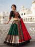 Green & Black Pure Jaam Cotton Chaniya Choli with Multi Gamthi Work