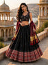 Black Pure Cotton Chaniya Choli with Heavy Ajrakh Border