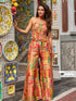 Orange Multicolor Jacquard Silk Palazzo Suit Set with Dupatta