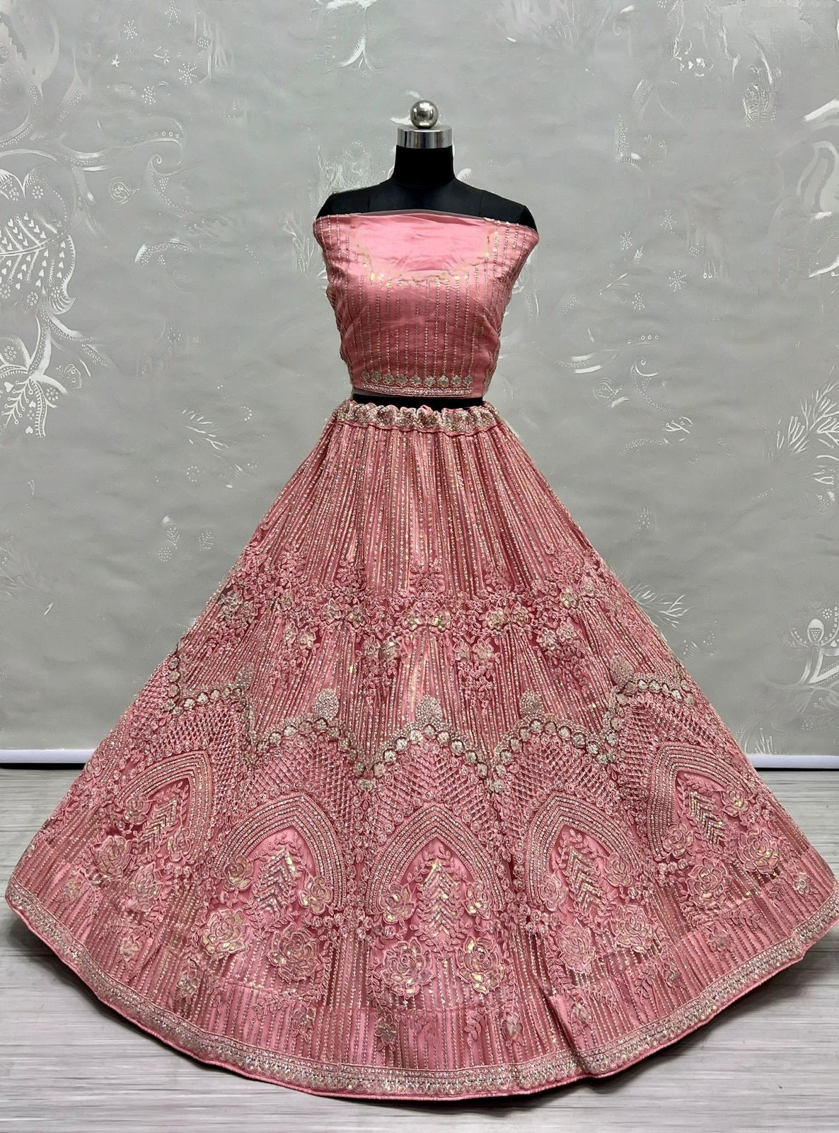 Flower Pattern Net Party Wear Lehenga Choli D.No 2472