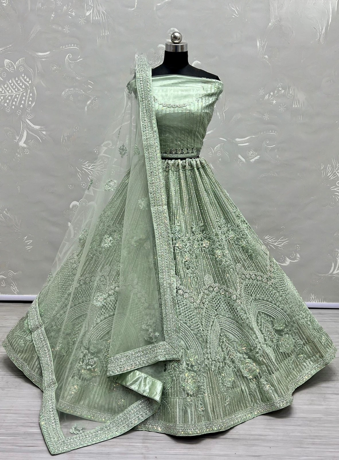 Flower Pattern Net Party Wear Lehenga Choli D.No 2472