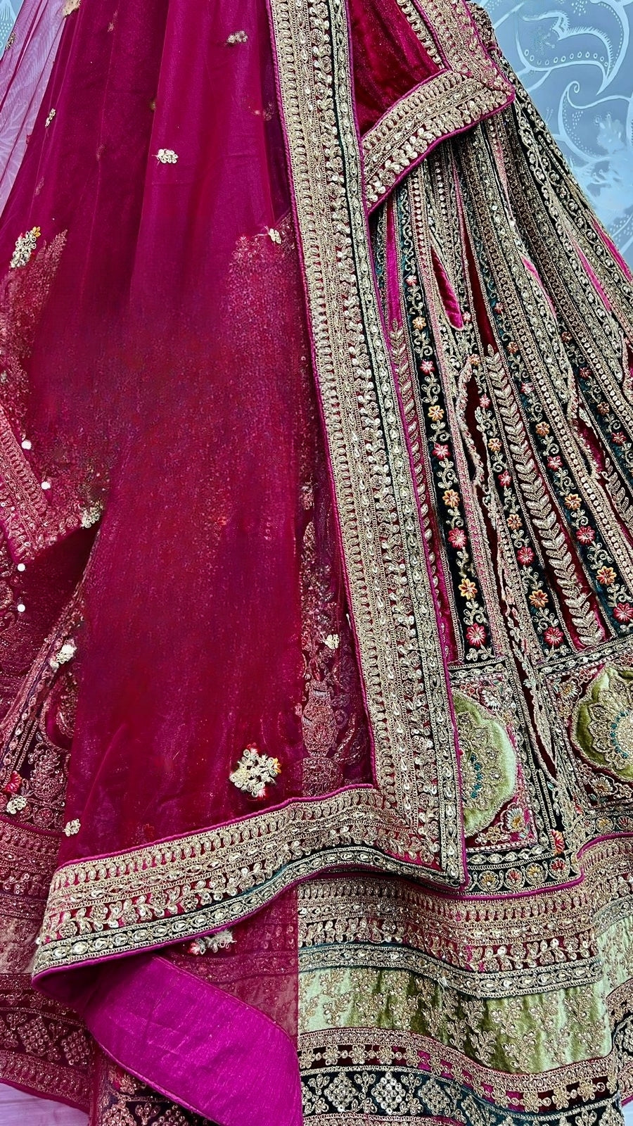 Fancy Velvet Bridal Lehenga Choli D.No 2479