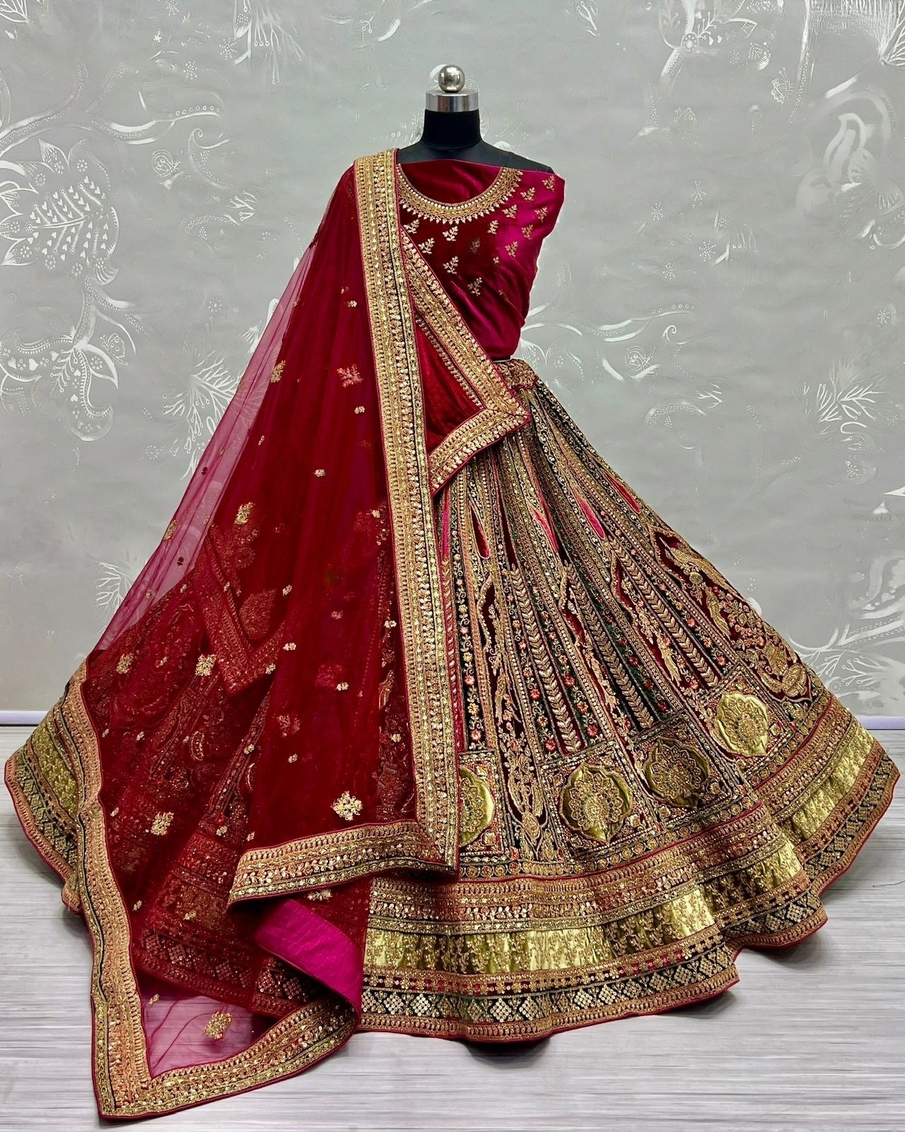 Fancy Velvet Bridal Lehenga Choli D.No 2479
