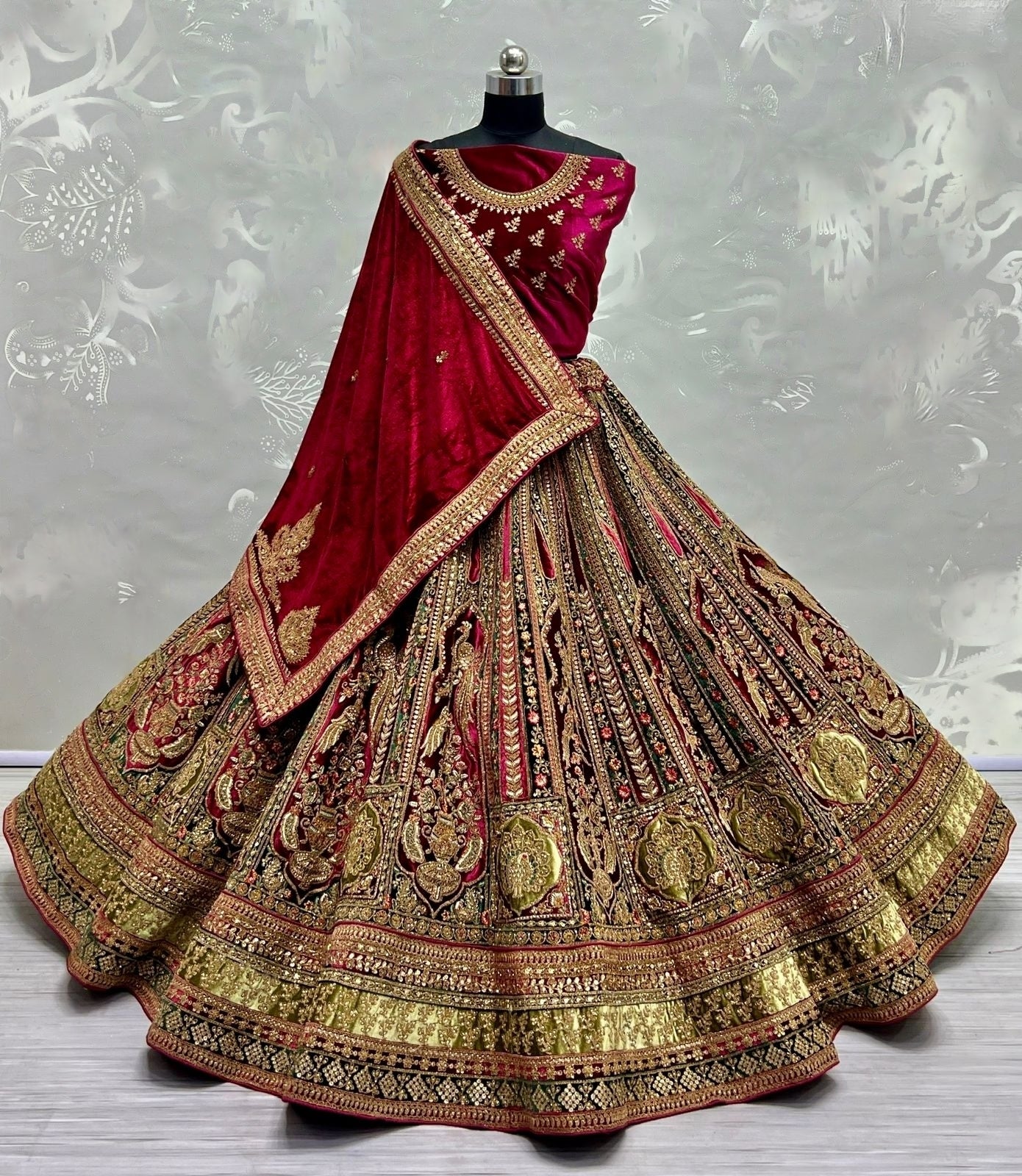 Fancy Velvet Bridal Lehenga Choli D.No 2479