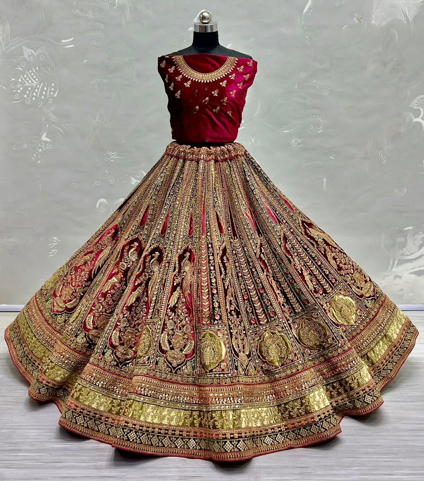 Fancy Velvet Bridal Lehenga Choli D.No 2479