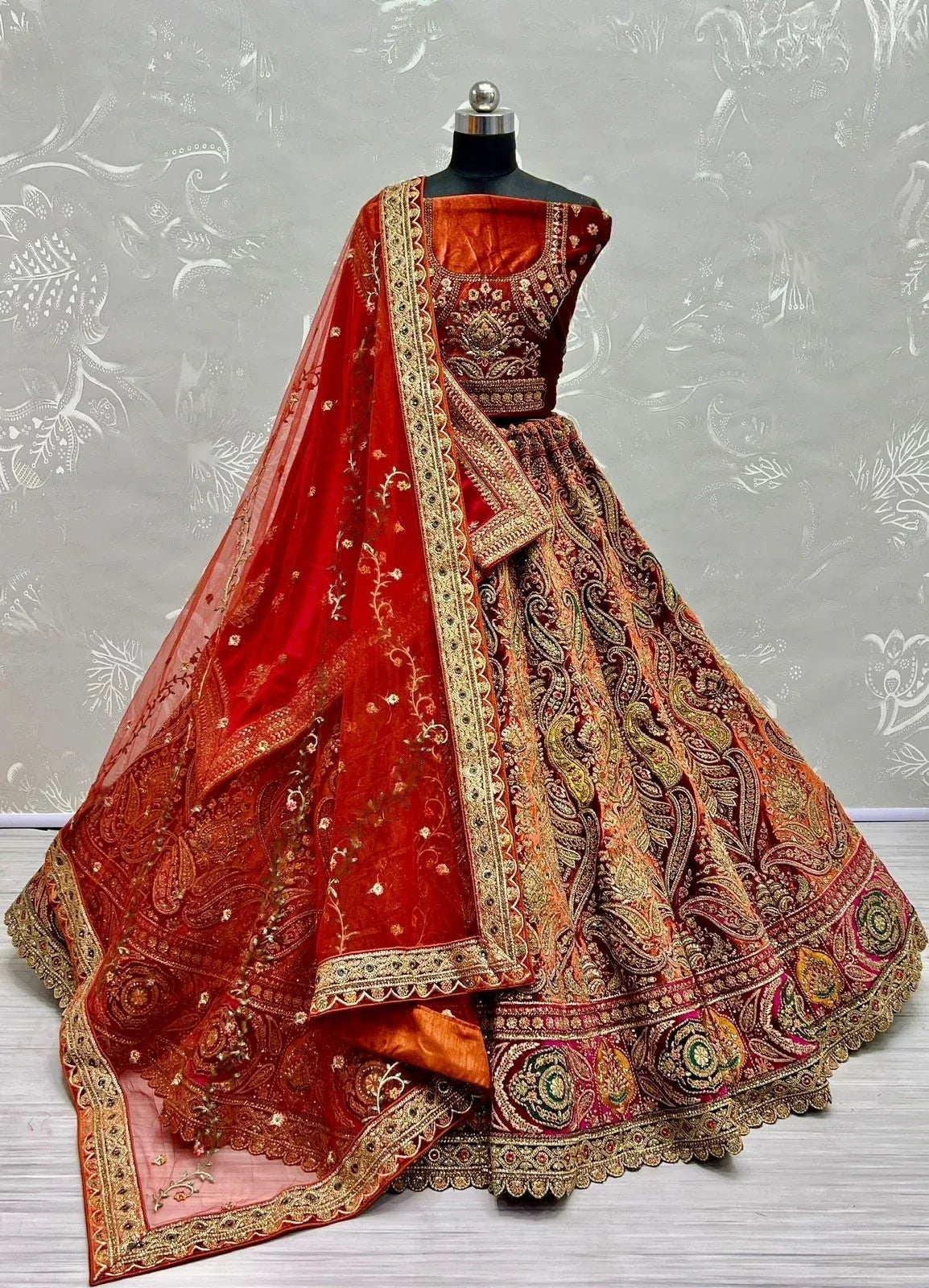 Exclusive Designer Bridal Velvet Lehenga D.No 2478
