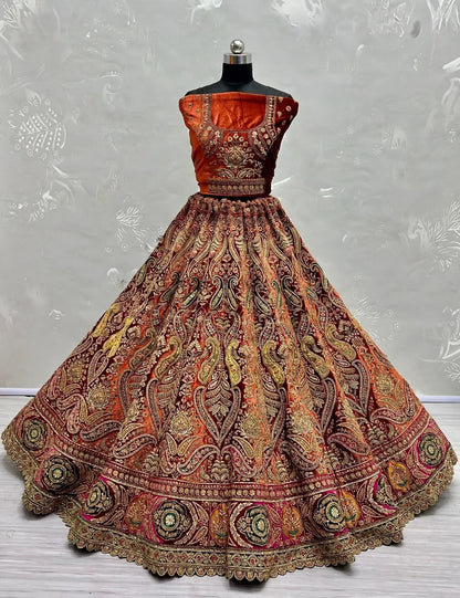 Exclusive Designer Bridal Velvet Lehenga D.No 2478