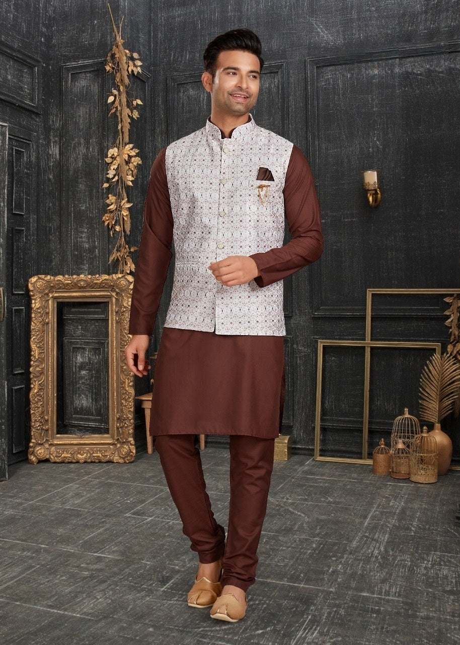 Vol 68A Fancy Kurta Pajama With Designer Koti Set D.No 68005
