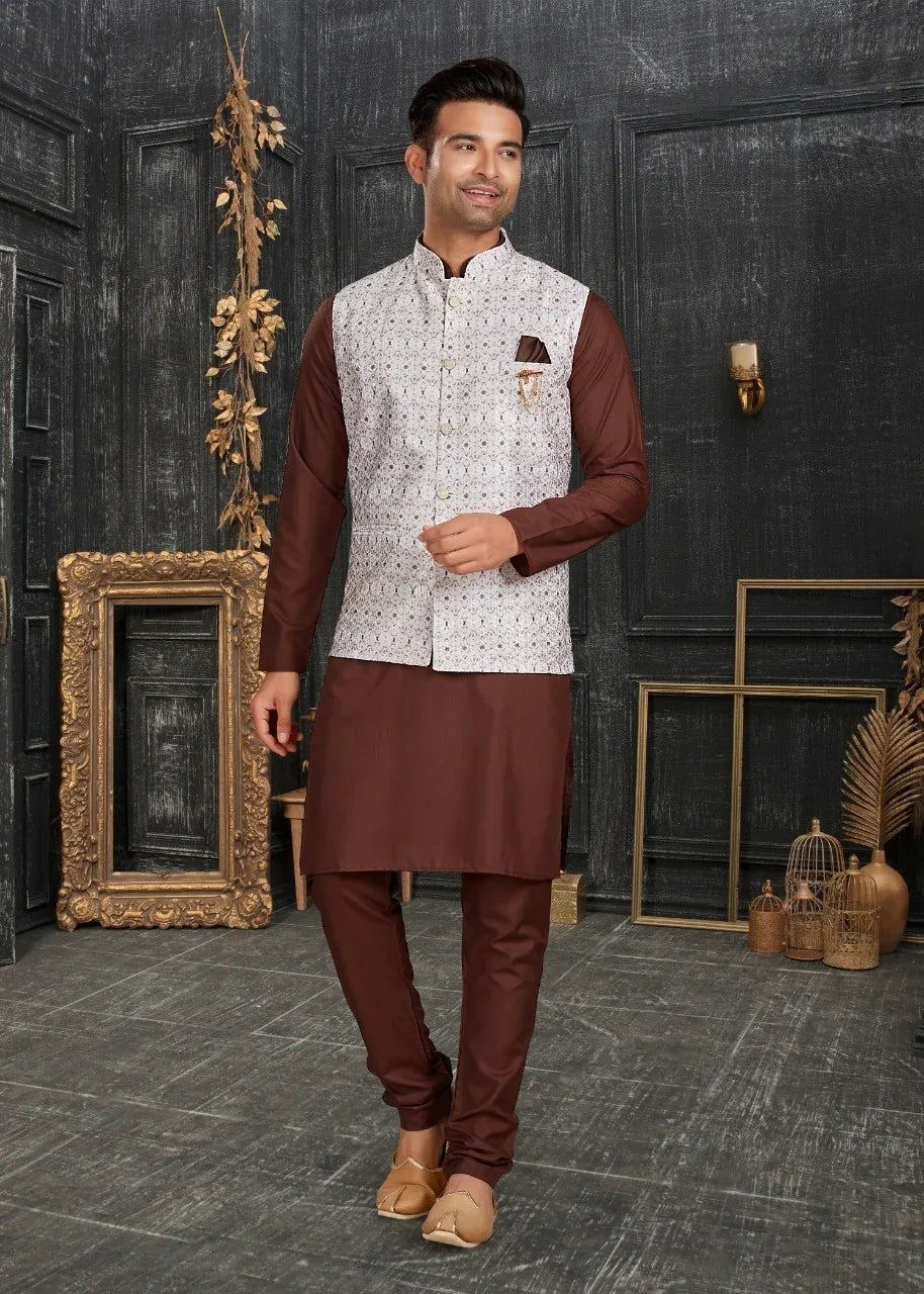 Vol 68A Fancy Kurta Pajama With Designer Koti Set D.No 68005 - Anant Exports