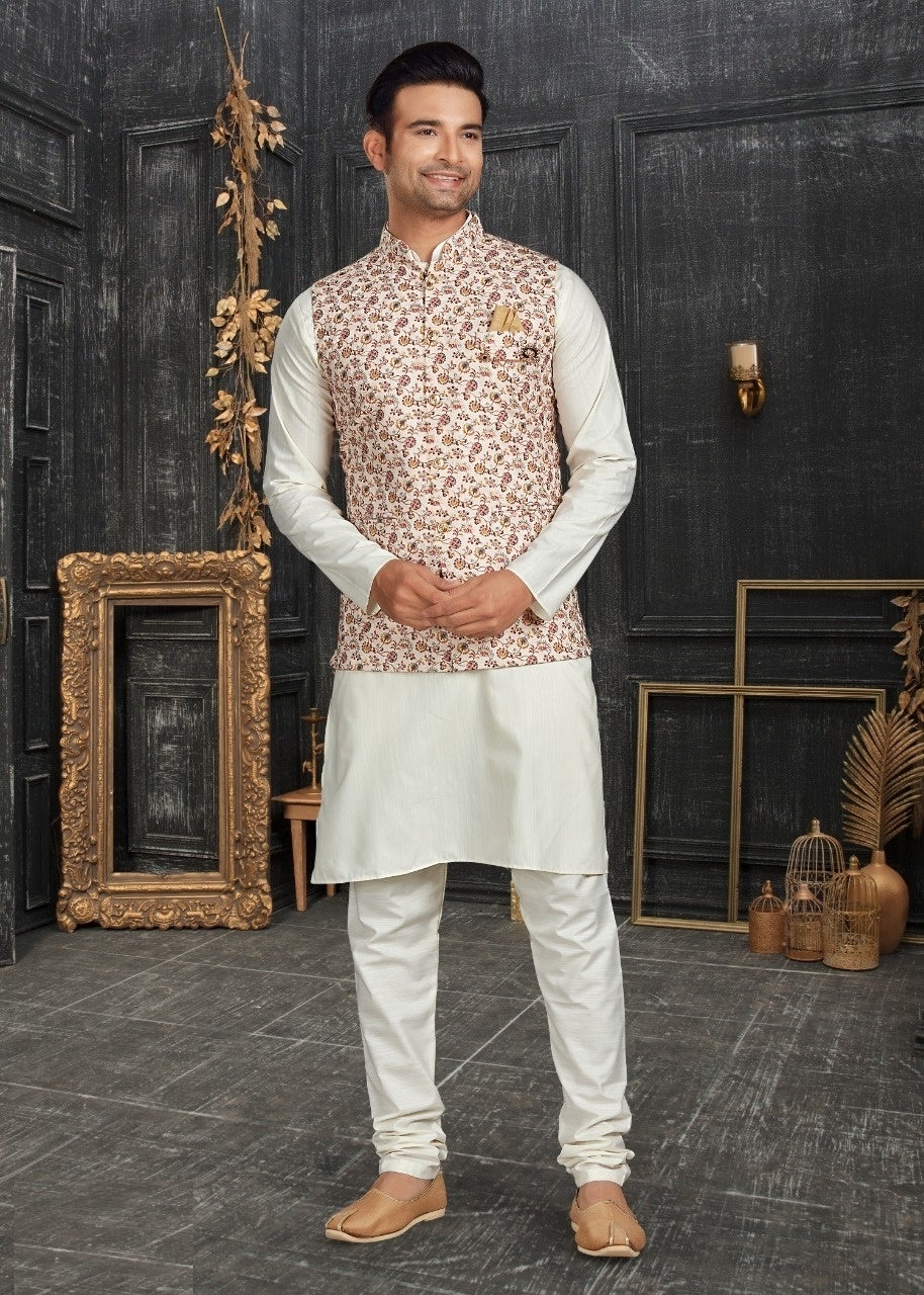 Vol 68A Fancy Kurta Pajama With Designer Koti Set D.No 68003