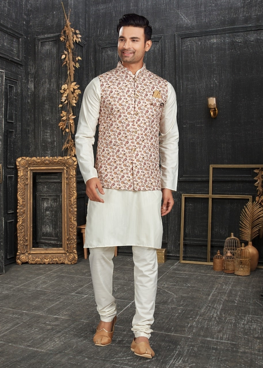 Vol 68A Fancy Kurta Pajama With Designer Koti Set D.No 68003