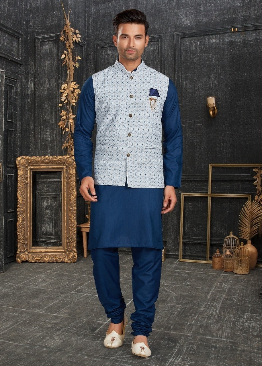 Vol 68A Fancy Kurta Pajama With Designer Koti Set D.No 68007