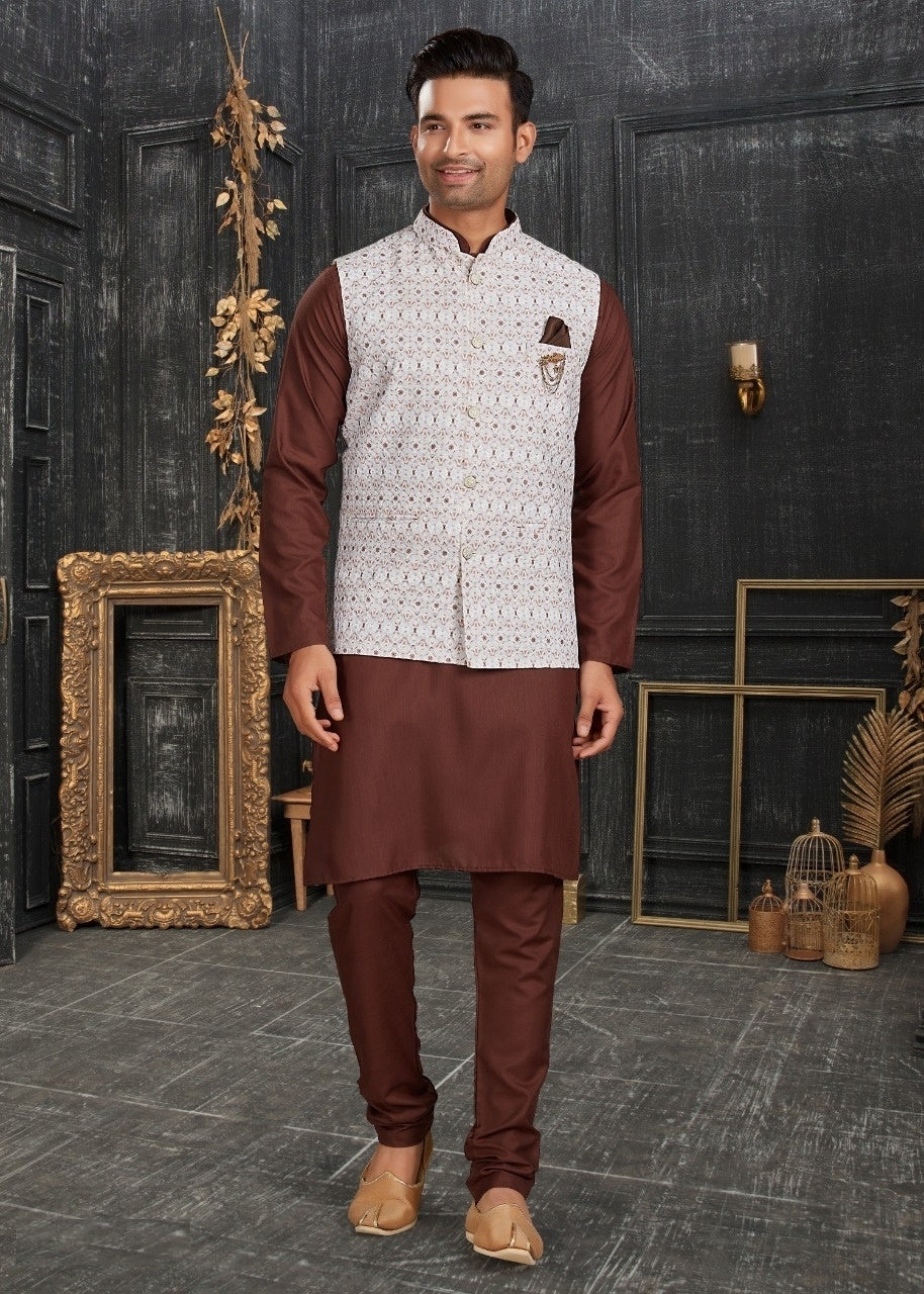 Vol 68A Fancy Kurta Pajama With Designer Koti Set D.No 68005