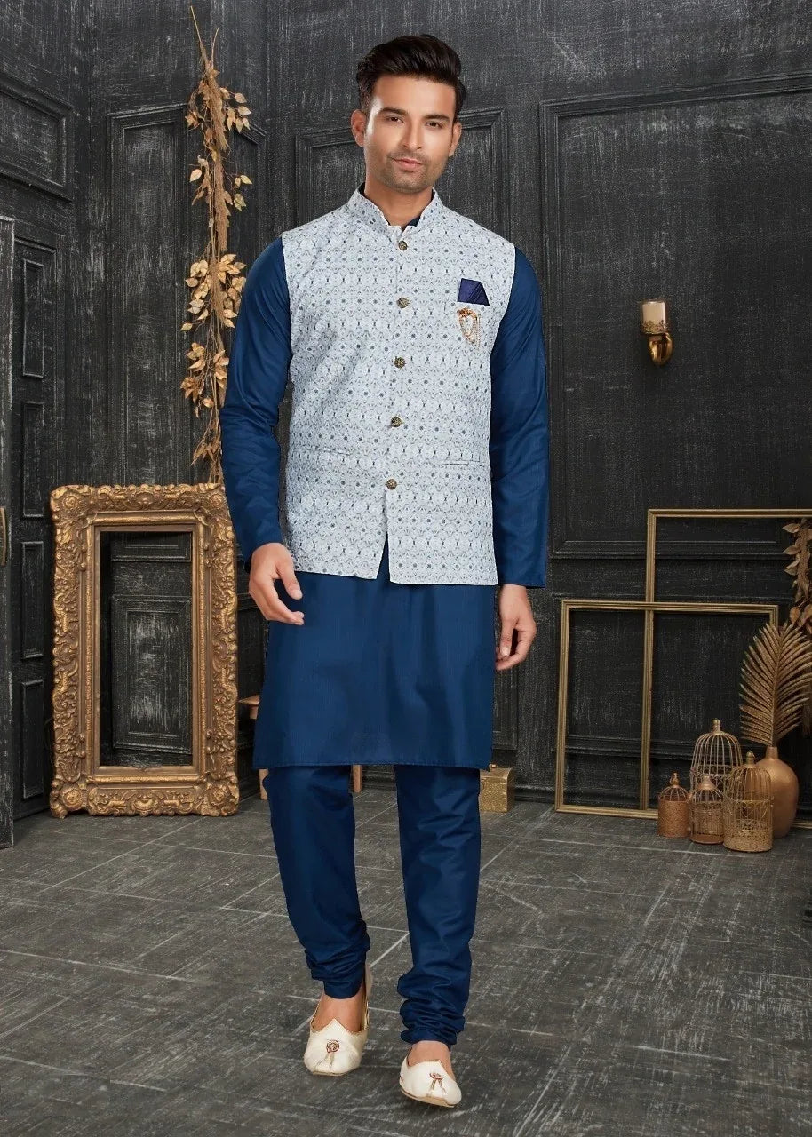 Vol 68A Fancy Kurta Pajama With Designer Koti Set D.No 68007 - Anant Exports