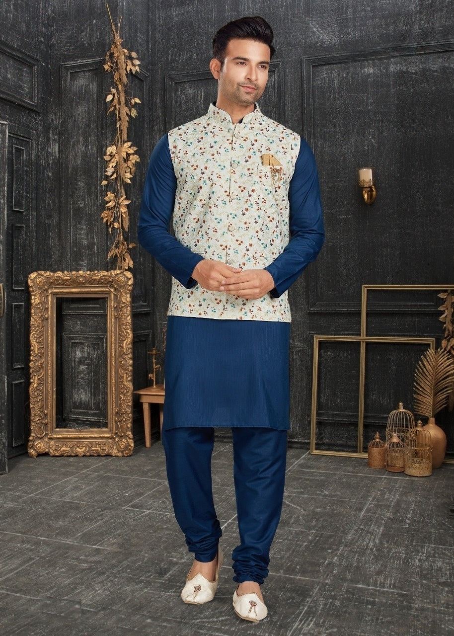 Vol 68A Fancy Kurta Pajama With Designer Koti Set D.No 68008