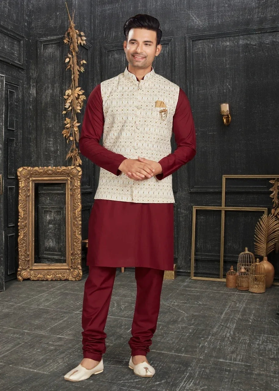 Vol 68A Fancy Kurta Pajama With Designer Koti Set D.No 68009 - Anant Exports