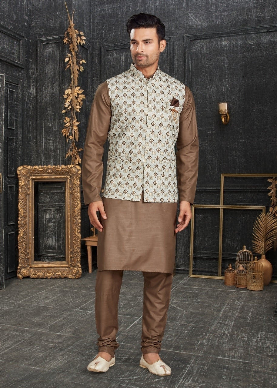 Vol 68A Fancy Kurta Pajama With Designer Koti Set D.No 68010