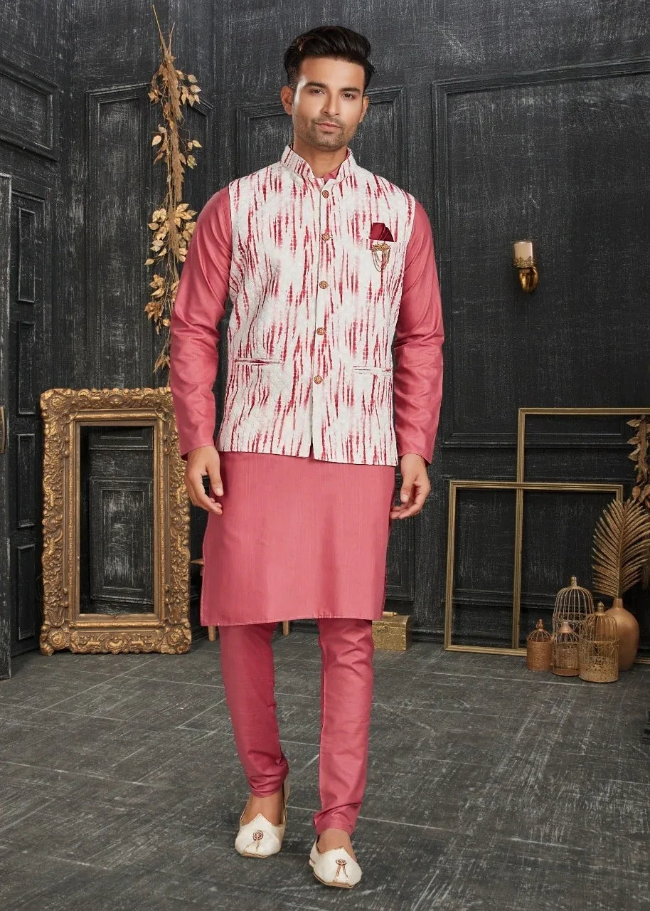 Vol 68A Fancy Kurta Pajama With Designer Koti Set D.No 68011 - Anant Exports