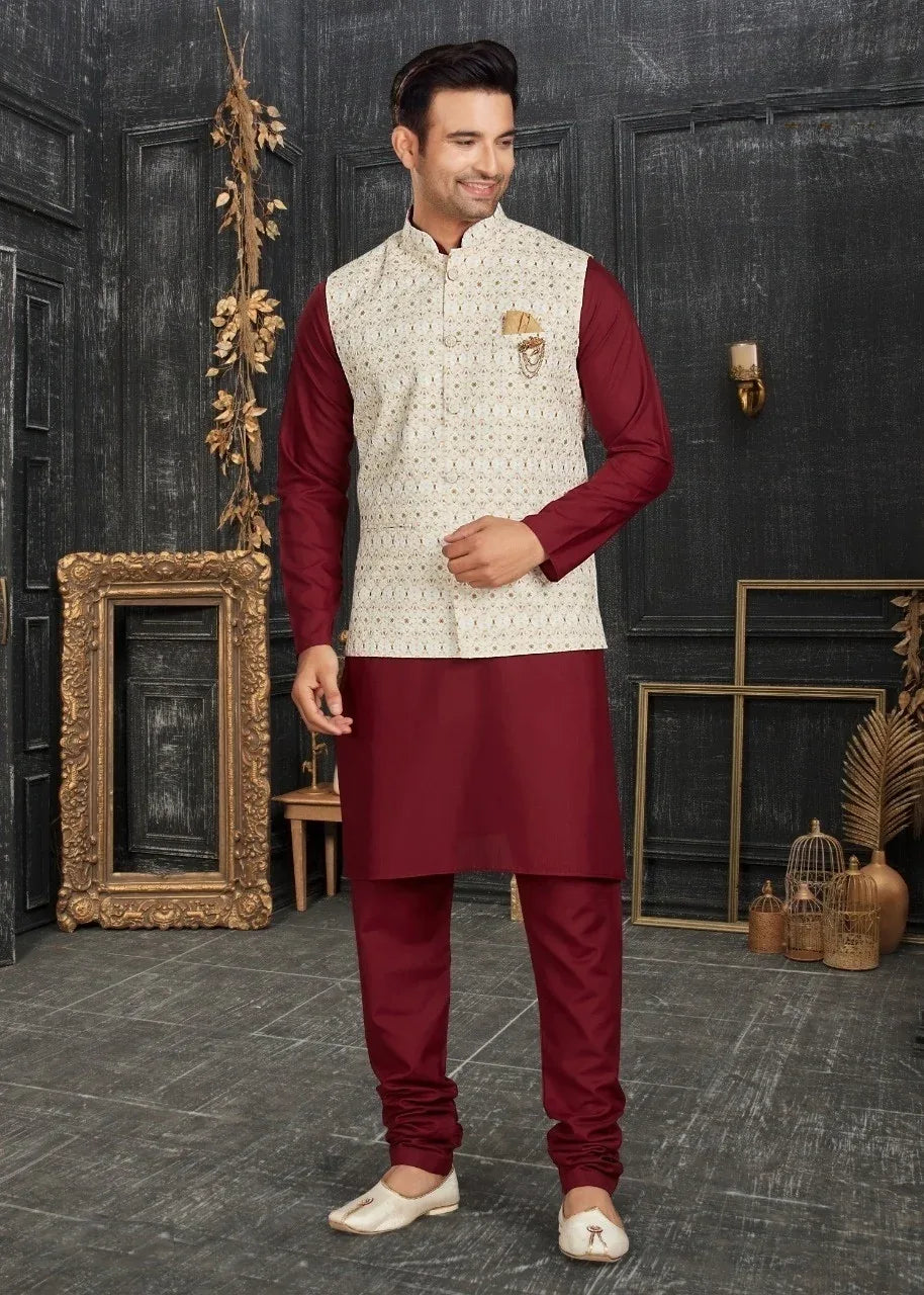 Vol 68A Fancy Kurta Pajama With Designer Koti Set D.No 68009 - Anant Exports