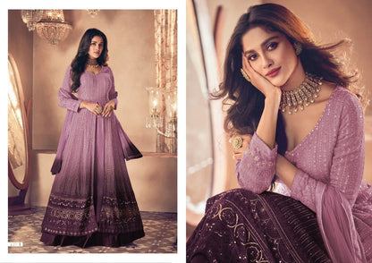 Sayuri Noor Gold Shaded Designer Georgette Salwar Suit D.No 122-L - Anant Exports