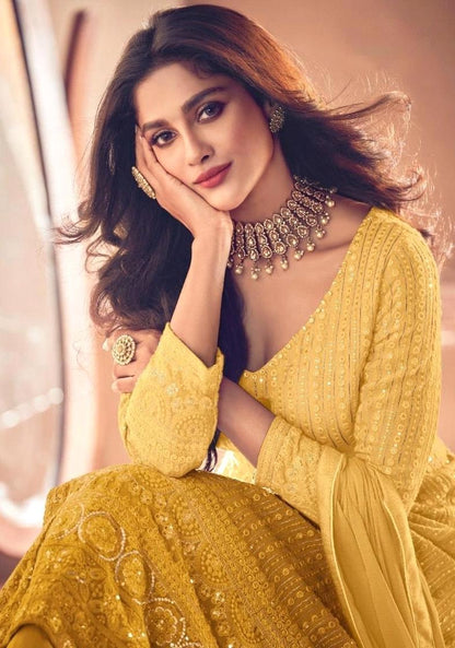 Sayuri Noor Gold Shaded Designer Georgette Salwar Suit D.No 122-O - Anant Exports
