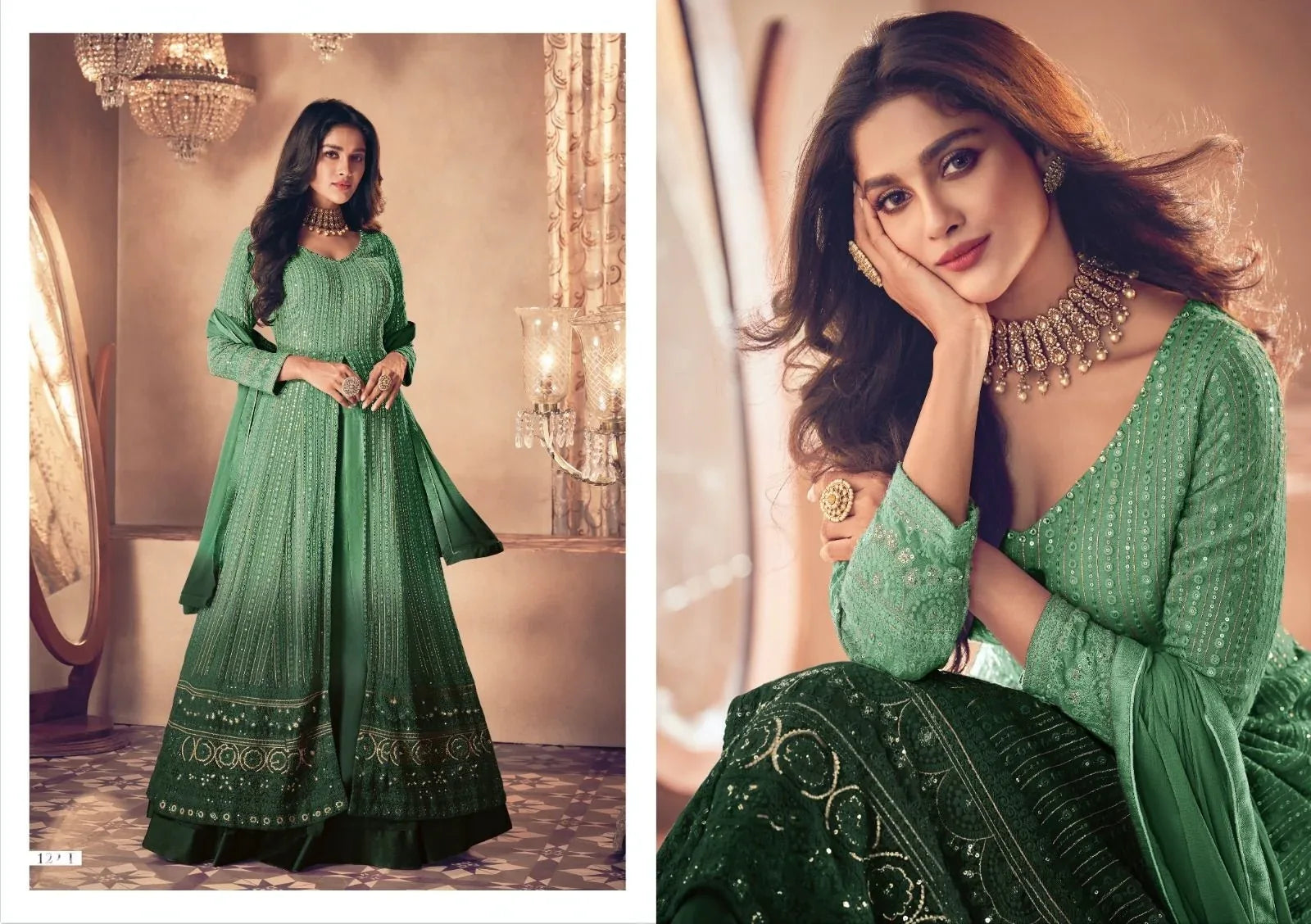 Sayuri Noor Gold Shaded Designer Georgette Salwar Suit D.No 122-P - Anant Exports