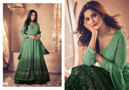 Sayuri Noor Gold Shaded Designer Georgette Salwar Suit D.No 122-P - Anant Exports