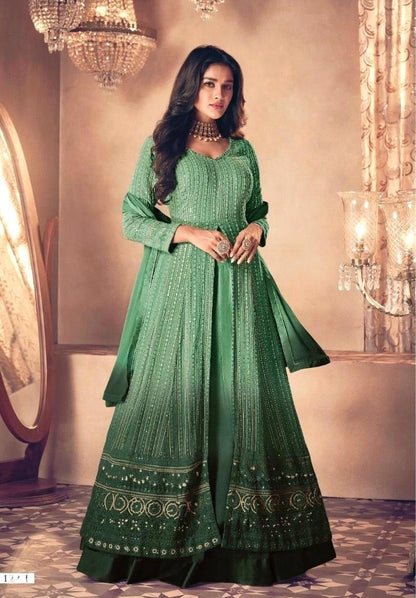 Sayuri Noor Gold Shaded Designer Georgette Salwar Suit D.No 122-P - Anant Exports