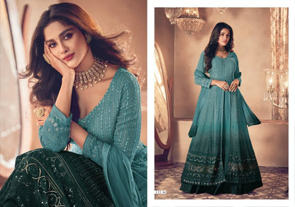 Sayuri Noor Gold Shaded Designer Georgette Salwar Suit D.No 122-M - Anant Exports