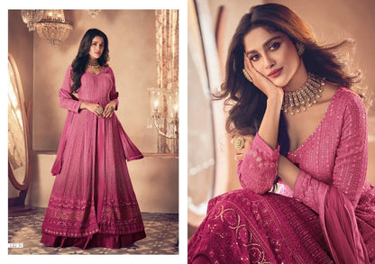 Sayuri Noor Gold Shaded Designer Georgette Salwar Suit D.No 122-N - Anant Exports