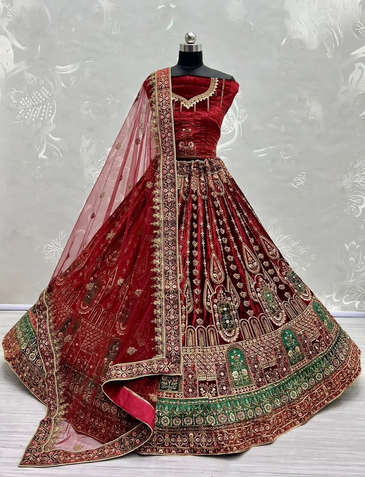 Bridal Velvet Embroidered Lehenga Choli D.No 2491-A - Anant Exports