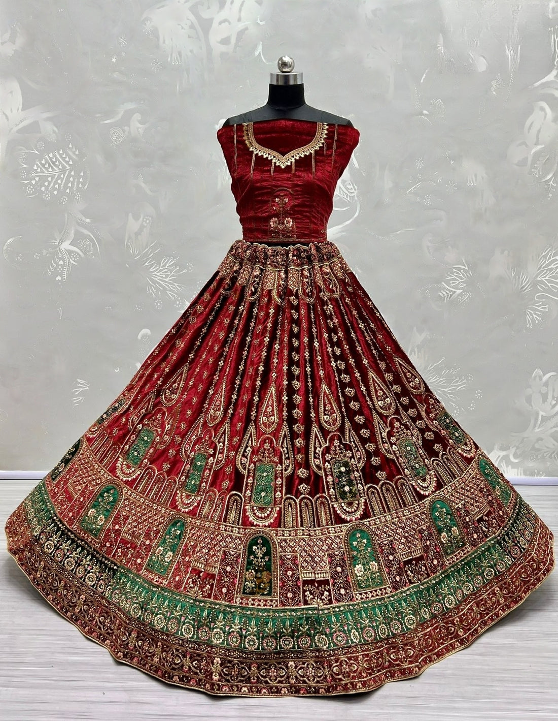 Bridal Velvet Embroidered Lehenga Choli D.No 2491-A