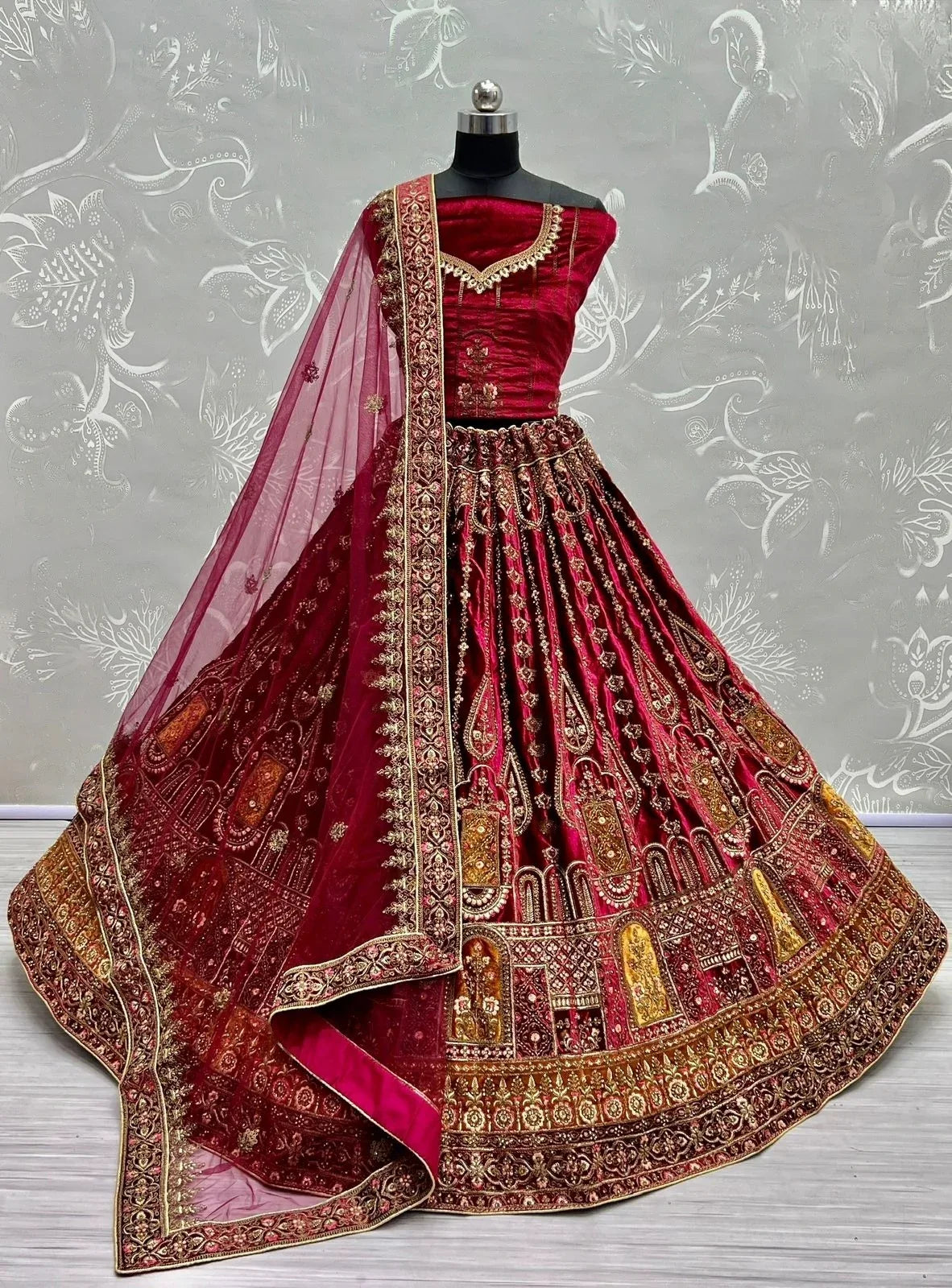 Bridal Velvet Embroidered Lehenga Choli D.No 2491-B - Anant Exports