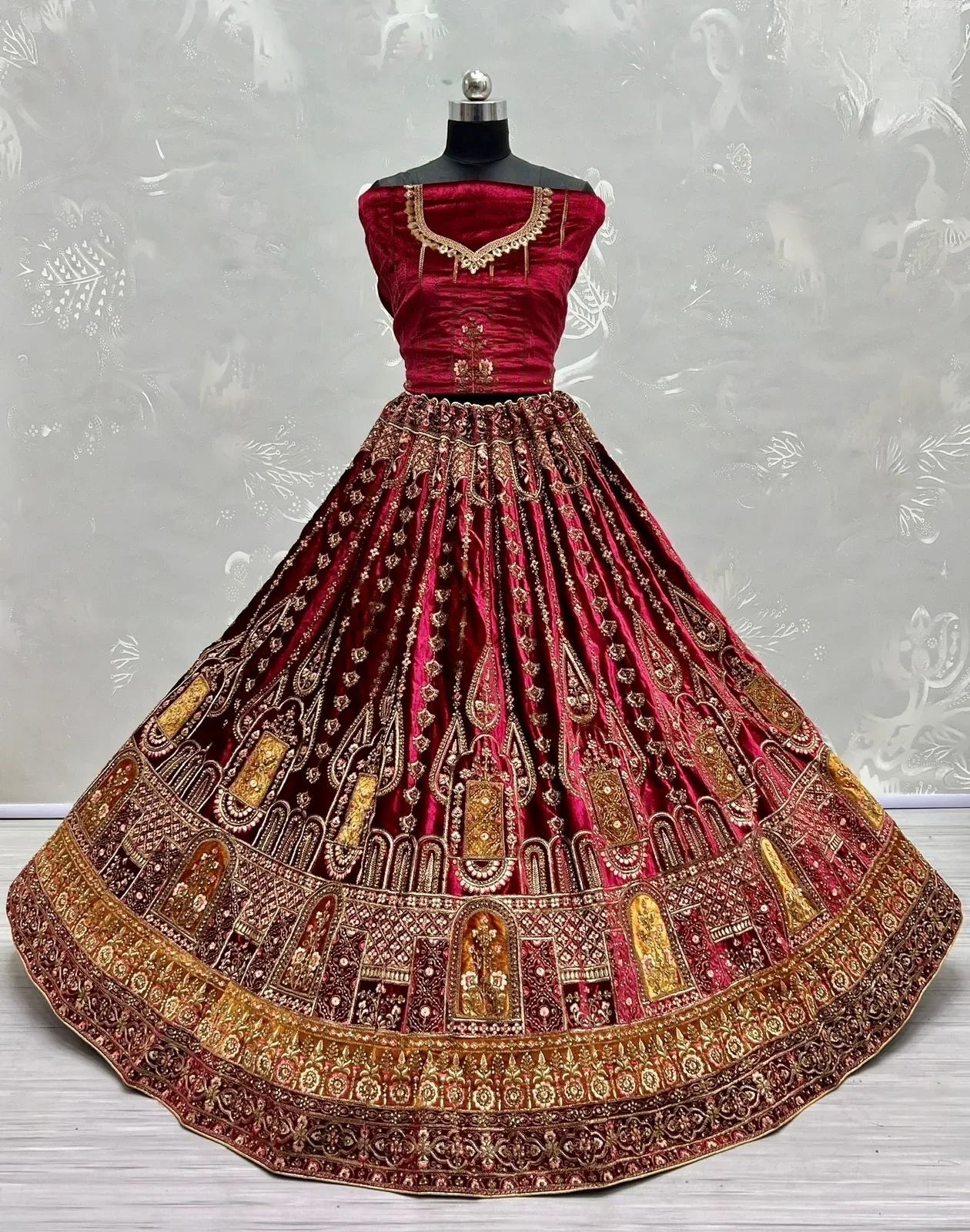 Bridal Velvet Embroidered Lehenga Choli D.No 2491-B - Anant Exports