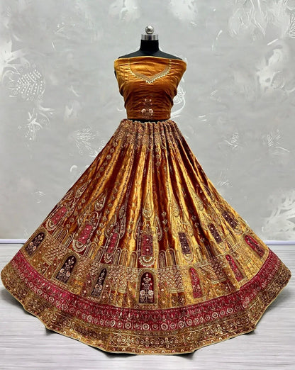 Bridal Velvet Embroidered Lehenga Choli D.No 2491-C - Anant Exports
