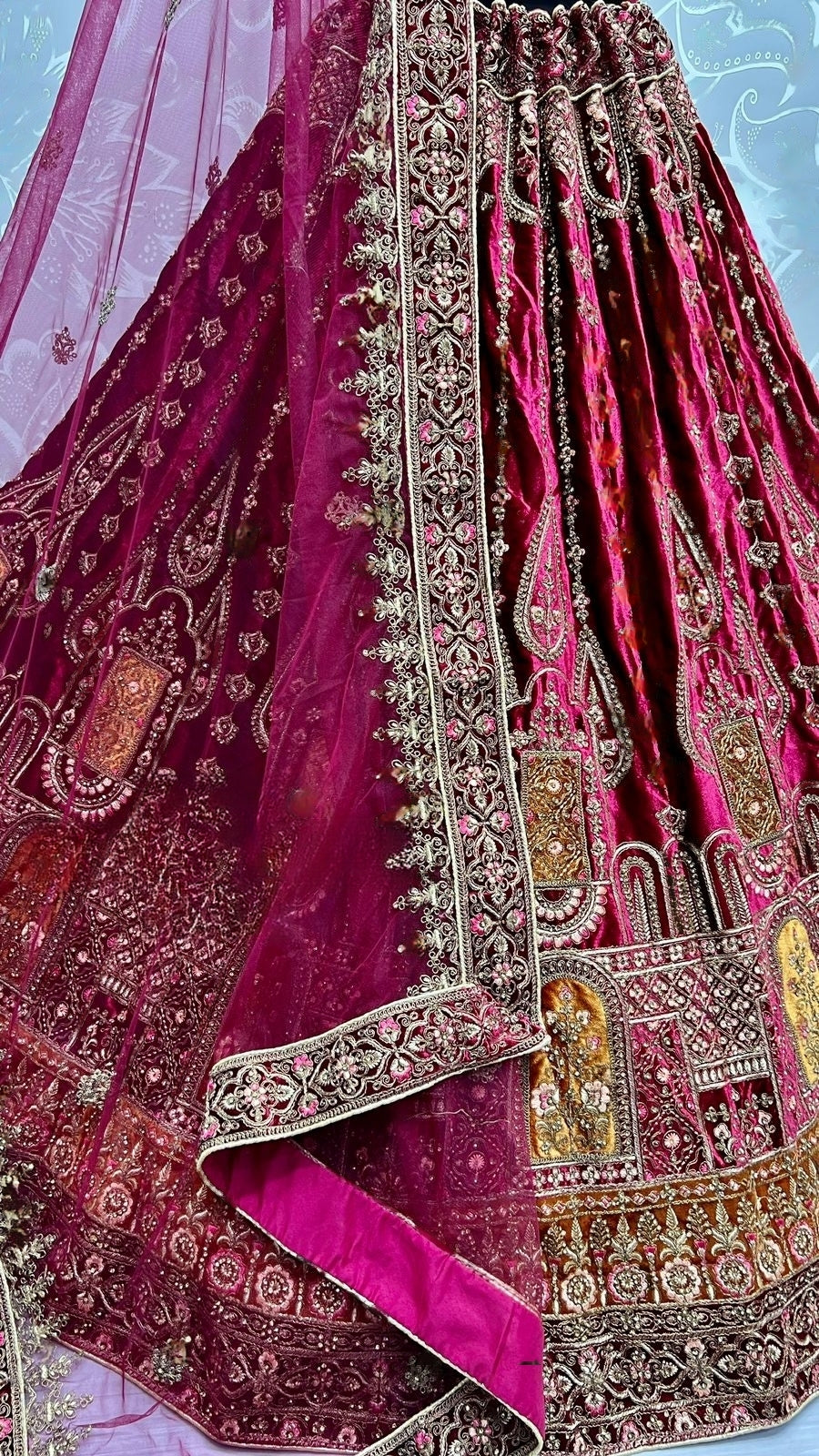 Bridal Velvet Embroidered Lehenga Choli D.No 2491-B