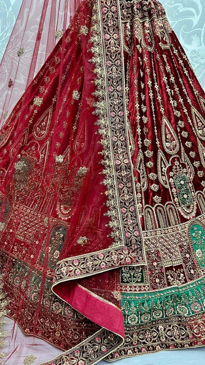 Bridal Velvet Embroidered Lehenga Choli D.No 2491-A - Anant Exports