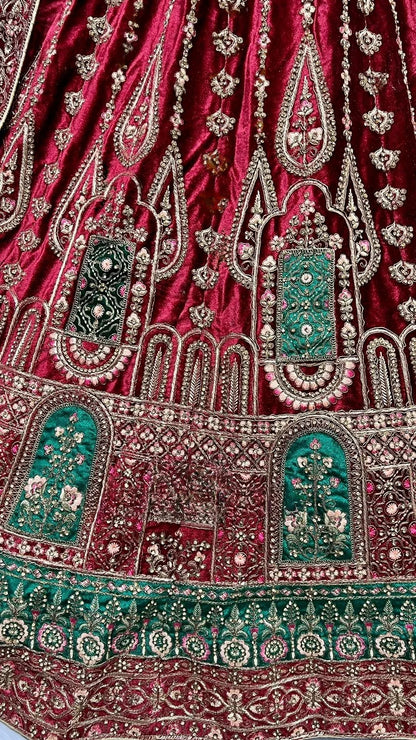 Bridal Velvet Embroidered Lehenga Choli D.No 2491-A - Anant Exports
