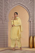 Yellow Satin Silk Straight Suit with Farsi Pant & Chiffon Dupatta Straight Suit Anant Tex Exports Pvt.Ltd..